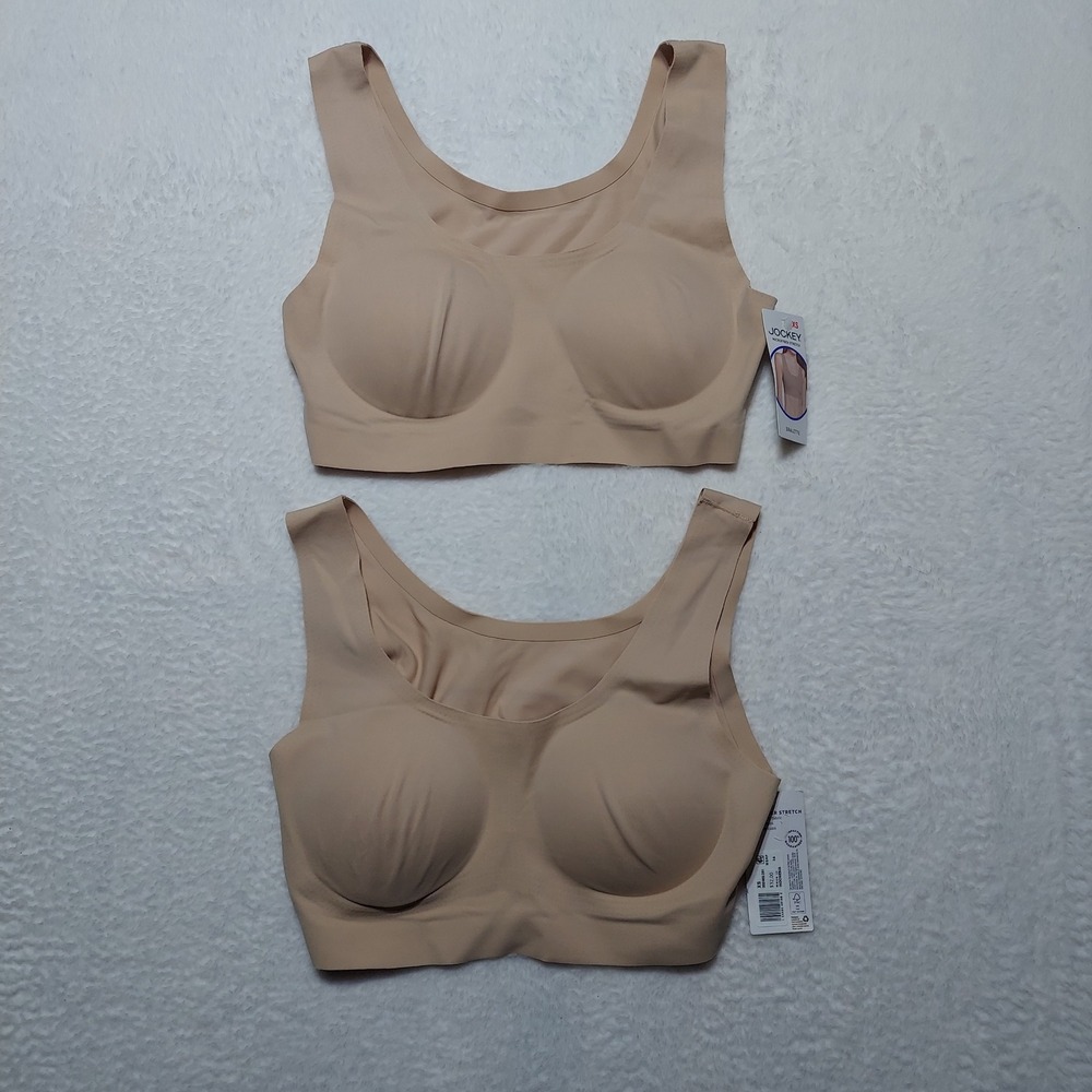 Jockey Microfiber Stretch Bralette Women XS Nude 2-Pack Seamless Removable Cup